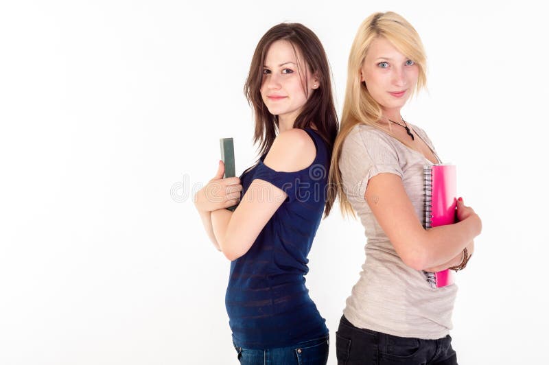 Two beautiful student girls