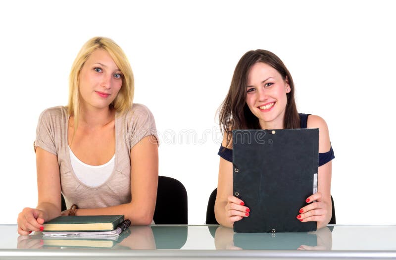 Two beautiful student girls