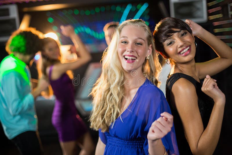 Two Beautiful Women Dancing on Dance Floor Stock Image - Image of ...