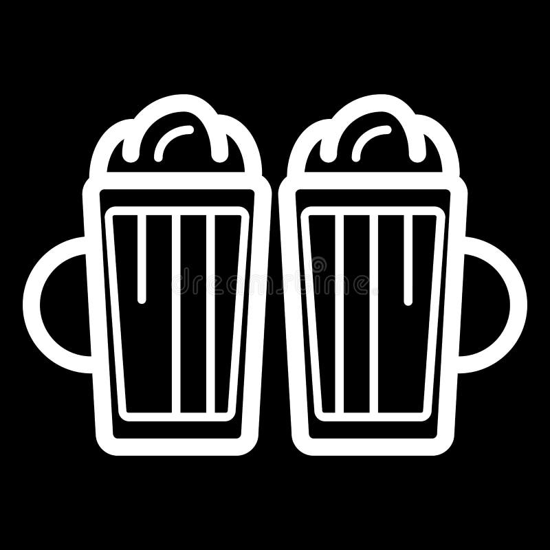 Two Beers Line Icon. Vector Illustration Isolated on Black Stock Vector ...