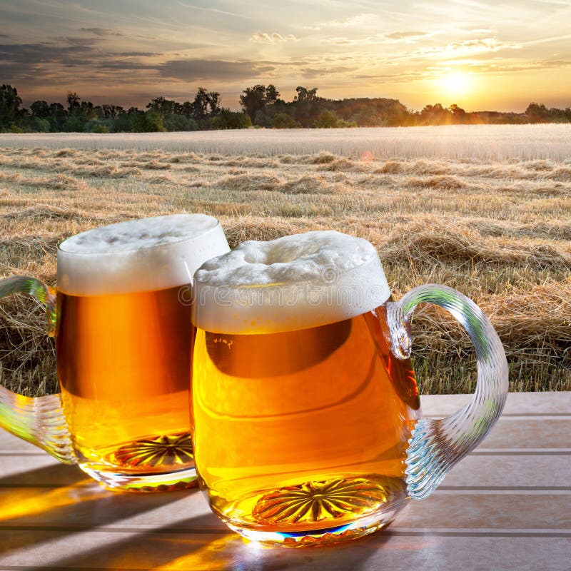 Two beers on the table stock photo. Image of beverage 73282430