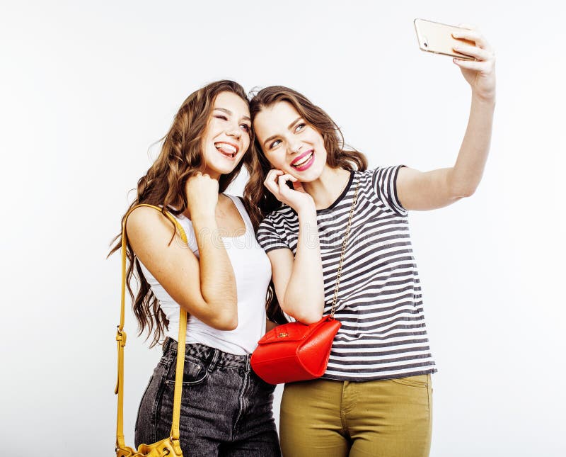 Two Best Friends Teenage Girls Together Having Fun, Posing Emotional on ...