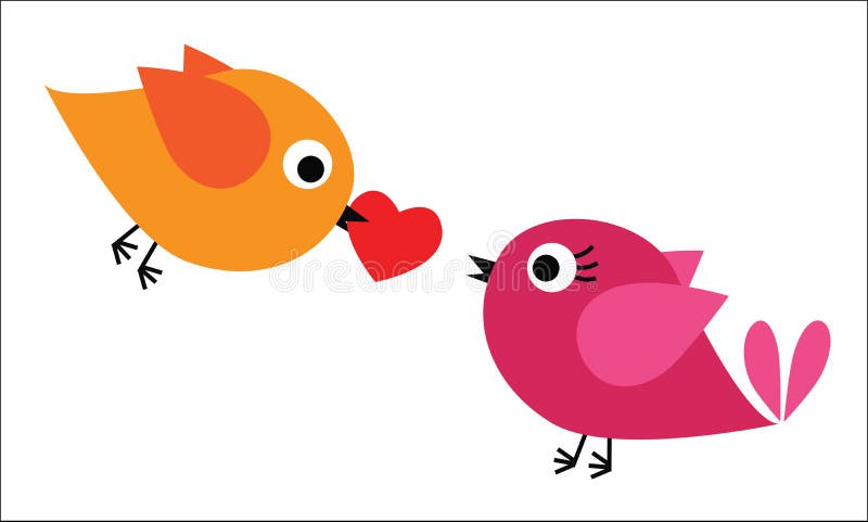 Two bird with red heart