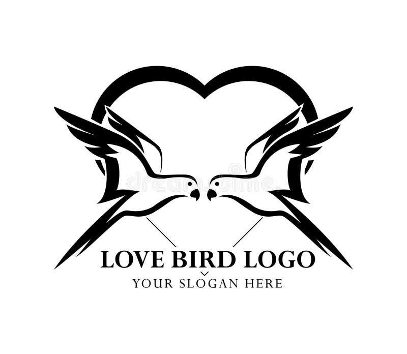 Two Birds and Love Sign Logo,logo Vector Template Stock Illustration