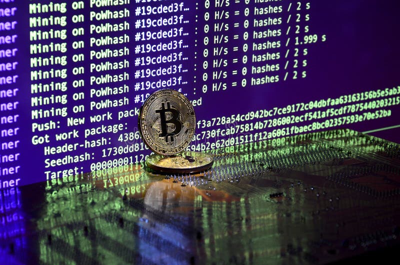 Cryptocurrency Mining Concept With Bitcoins On A Graphic ...