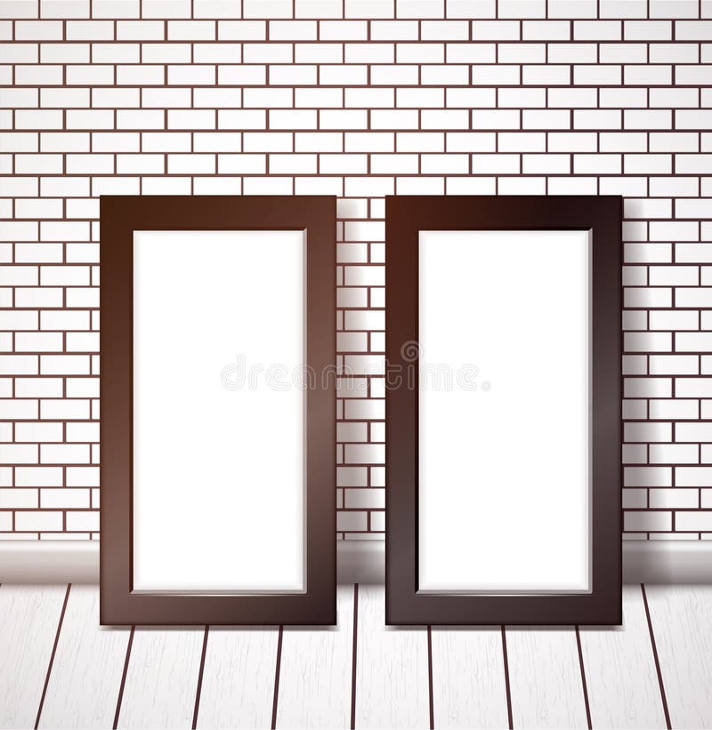Two black frame on white brick wall stock illustration Two black frame on white brick wall stock illustration