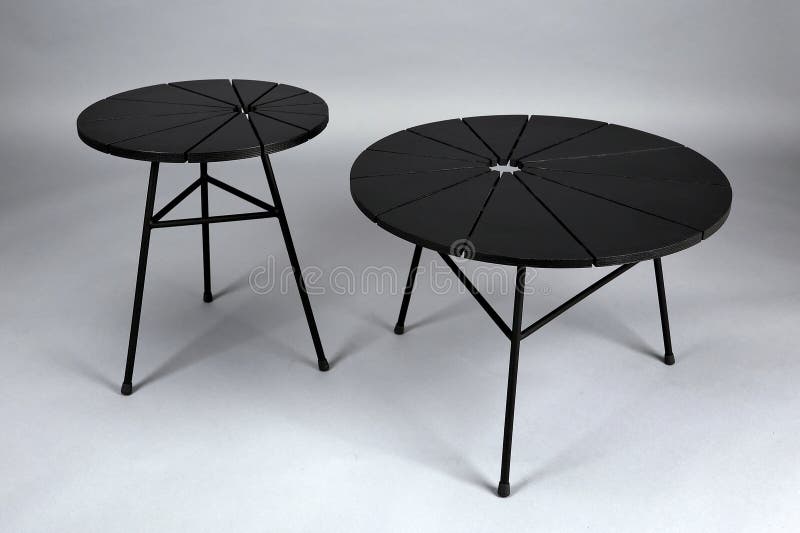 Two Black Round Modern Tables Stock Photo Image of table, minimalistic 215168044