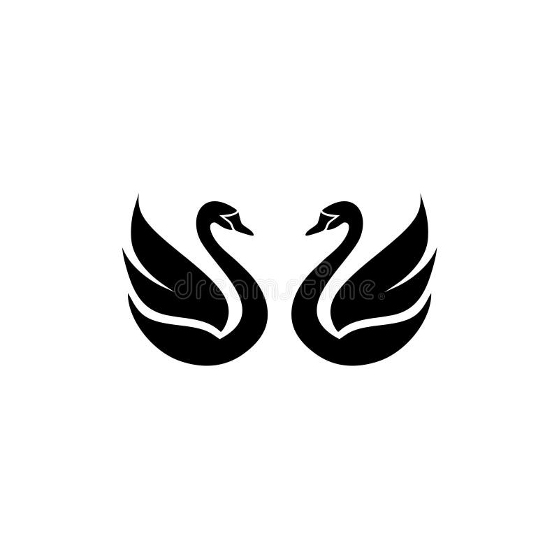 Two black swan logo icon sign