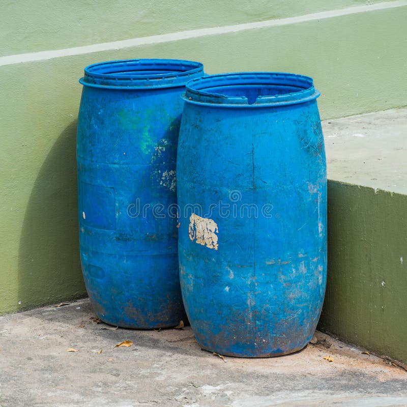 Two blue recycle bin stock image. Image of floors, waste 48668935
