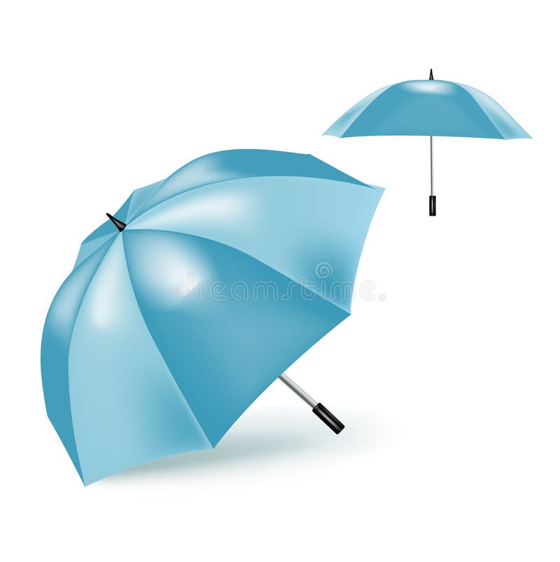 Two Blue Umbrellas Isolated on White Stock Vector Illustration of