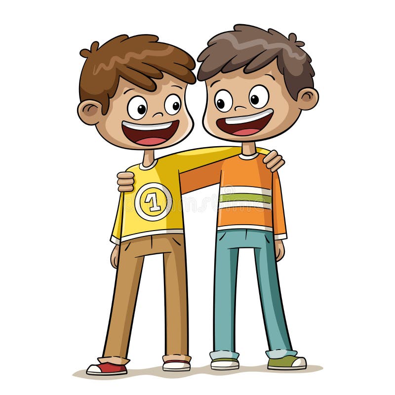 Two Boys are Best Friends stock vector. Illustration of happy - 153277890