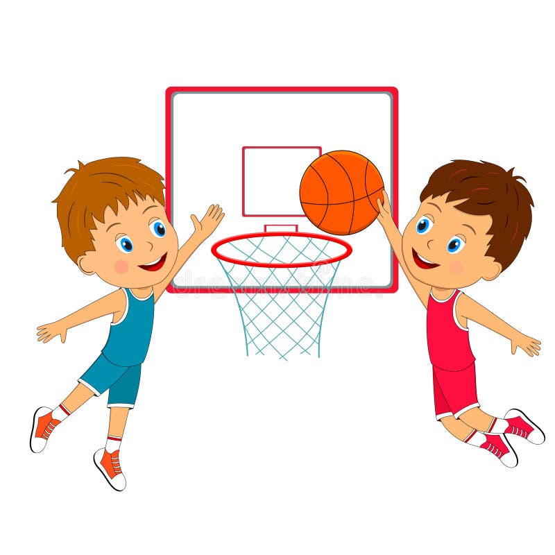 Two Boys Playing Basketball Stock Vector Illustration of happy