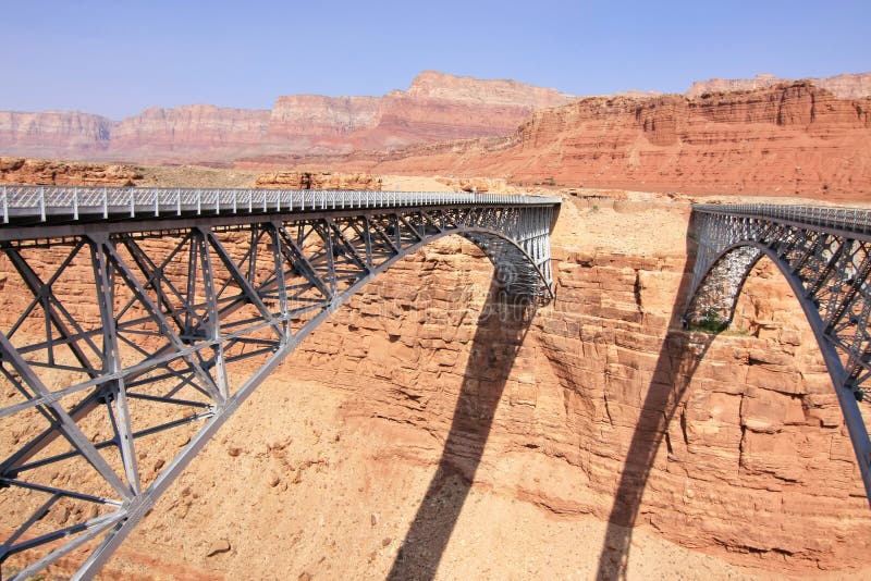 Two bridges acros Colorado river stock photography