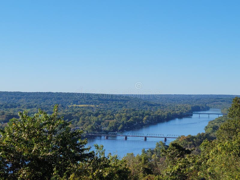 Two Bridges Crossing the Delaware Stock Image Image of tree, river 232432979