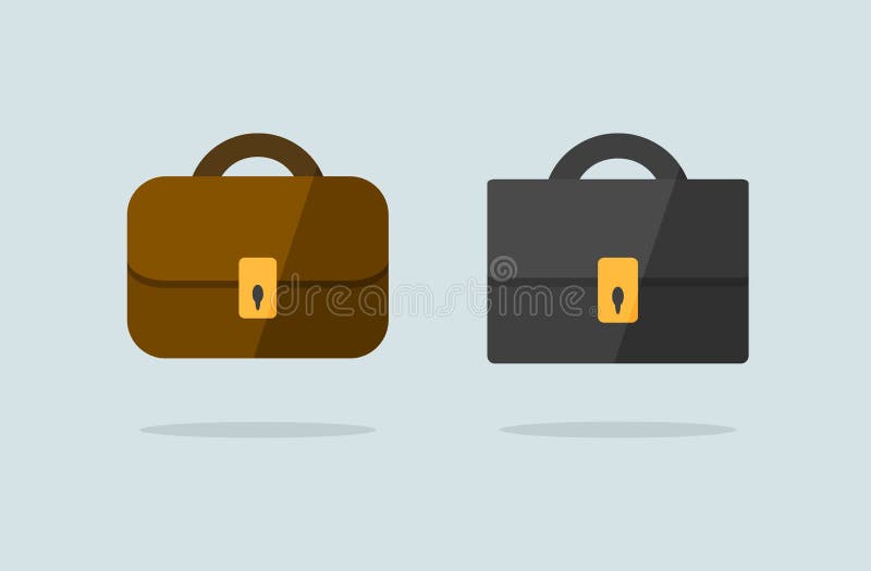 Two briefcase icons flat vector design stock illustration