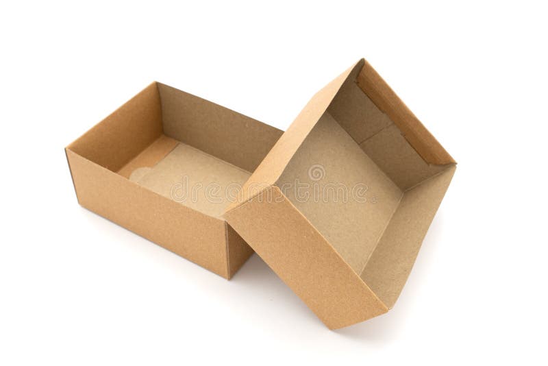 Two Brown Cardboard Carton Box, Isolated on White Stock Photo Image