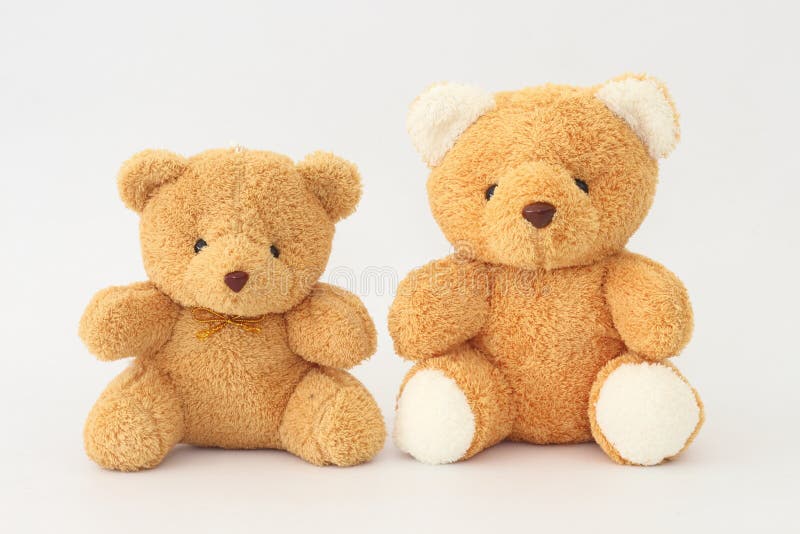 Two Brown Teddy Bears Look Cute. Stock Image - Image of small, studio ...