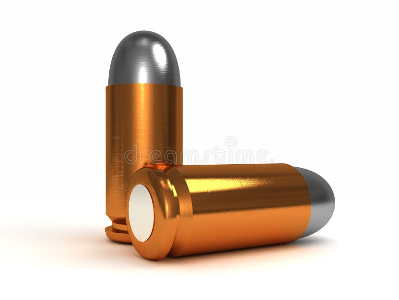 Two bullets isolated on white