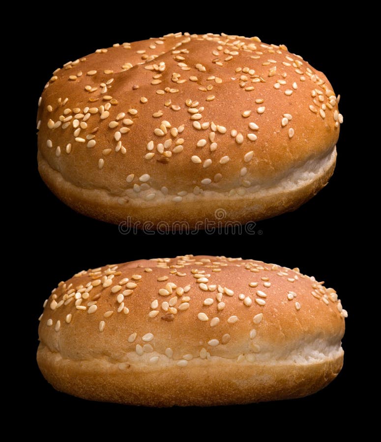 Two Burger Buns Isolated on Black Background Stock Photo Image of gourmet, cheeseburger 194305682