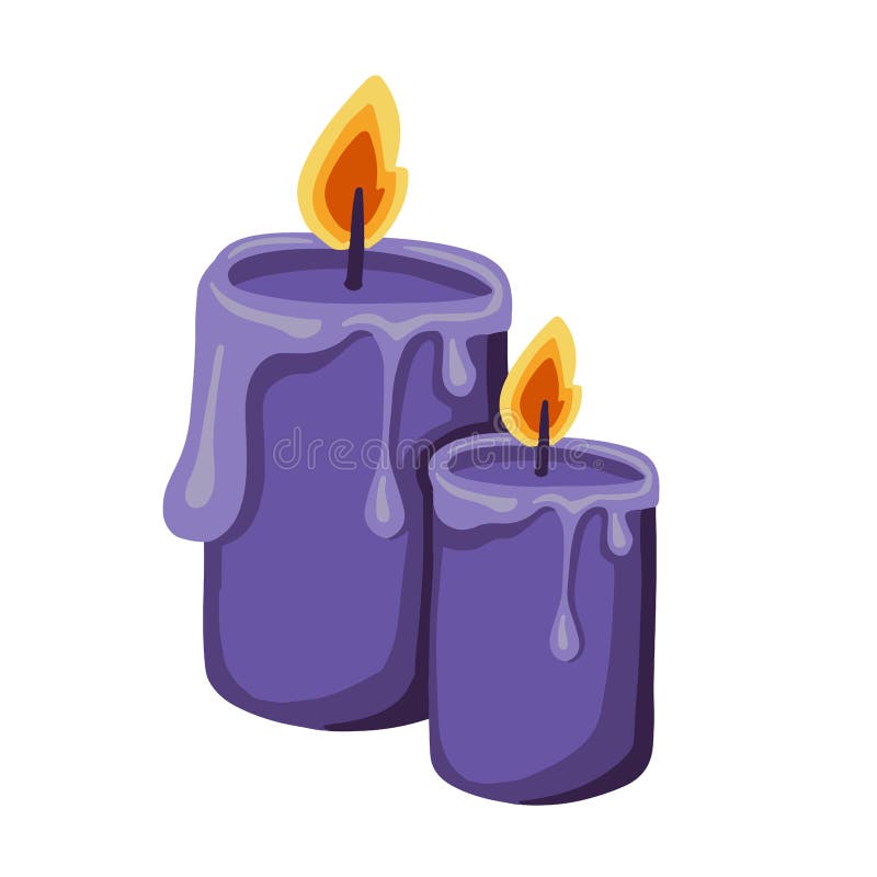 Two Burning Candles for Rituals, Ceremonies , Sacraments Stock Vector
