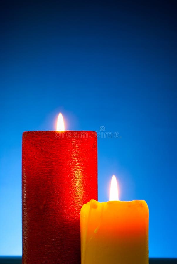 Two Burning Colourful Candles Stock Photo Image of decoration, christmas 22650612