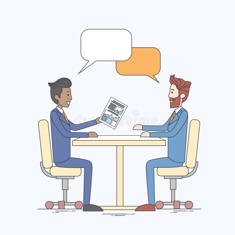 Two Business Man Talking Discussing Chat Box Bubble Communication