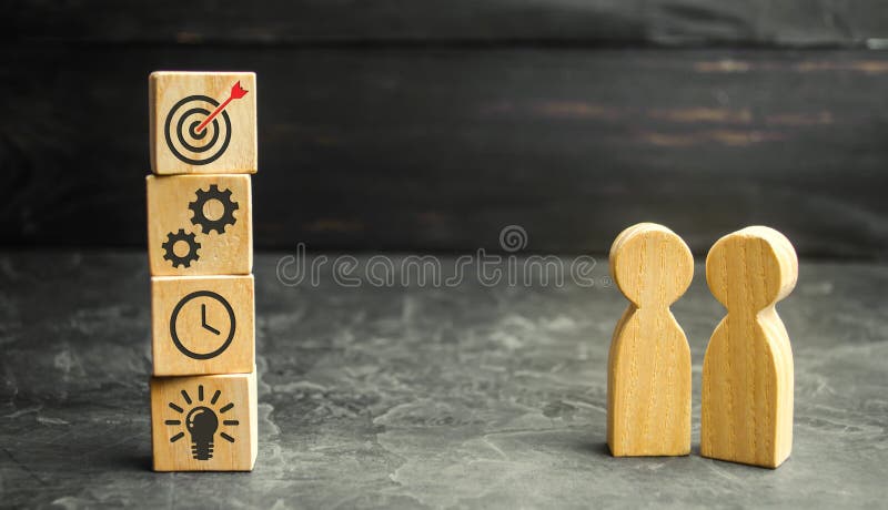 Two businessmen discuss business strategy. The concept of developing innovative technologies. Action plan, management, research. royalty free stock photo