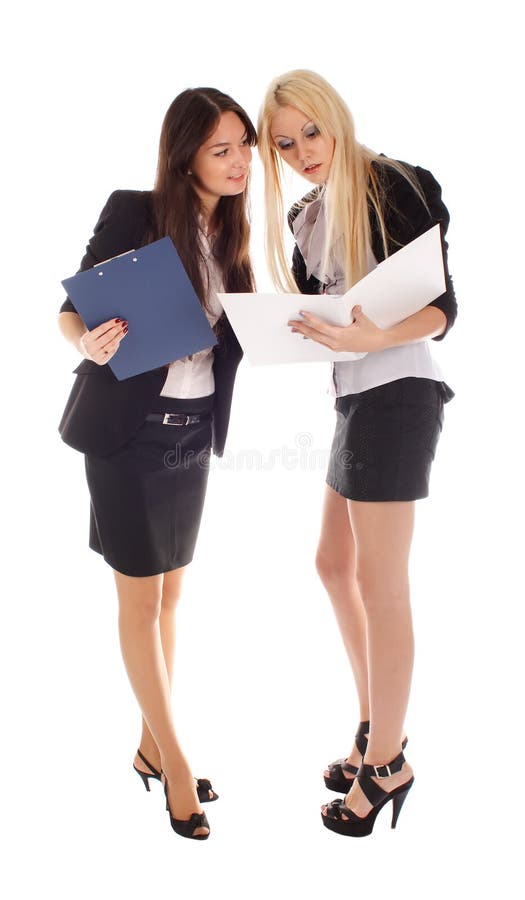 Two businesswoman look in advisor