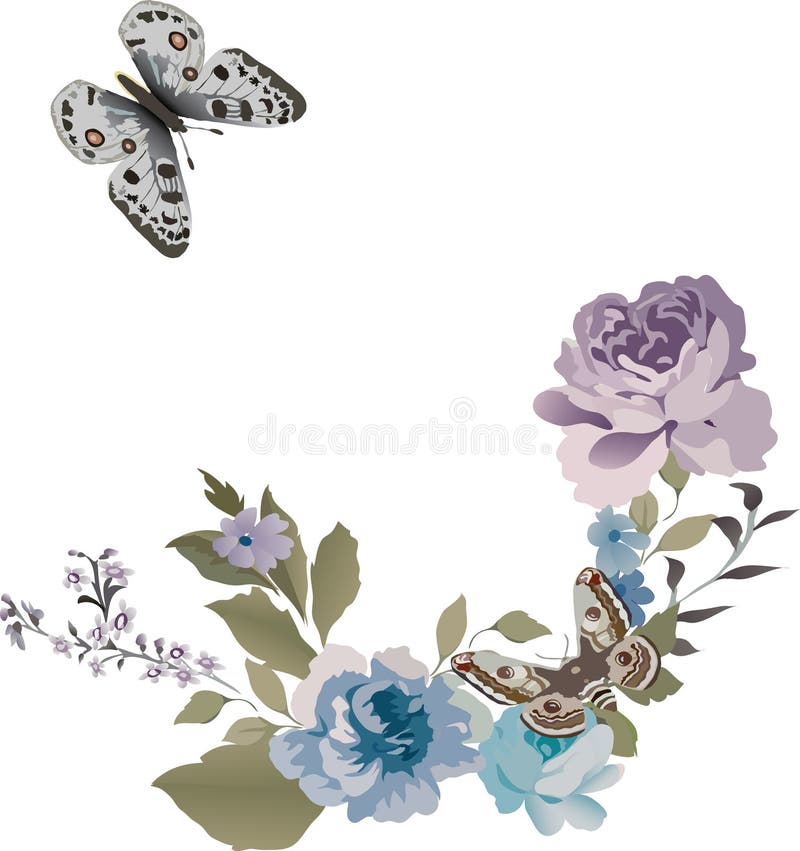 Two butterflies and flowers