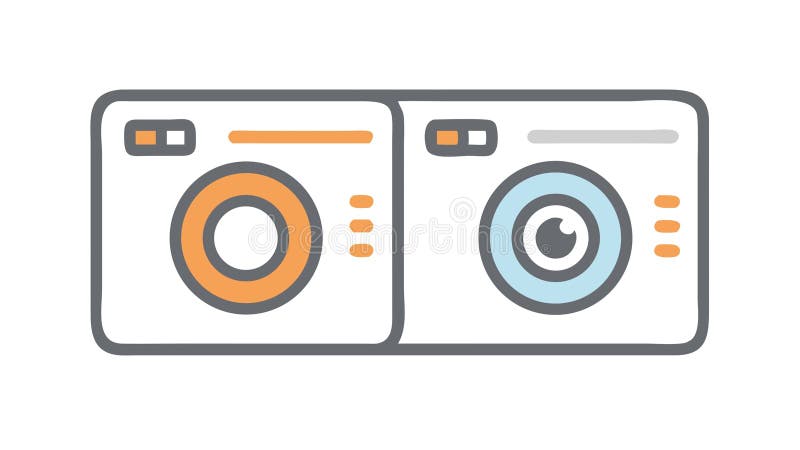 Two camera lenses icon, representing photography , vector design Generative AI. An icon featuring two camera lenses side,by,side, representing photography, cameras, image capturing, or visual media. Suitable for photography websites or photo editing software , vector design Generative AI