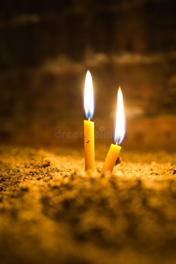 Two Candles Burning Together Stock Photo Image of together, praying