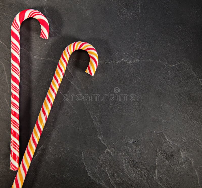 Two Candy Canes on Black Background Stock Image Image of colors