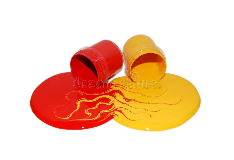 Two Cans of Paint Upside Down, Mix Stock Image Image of background