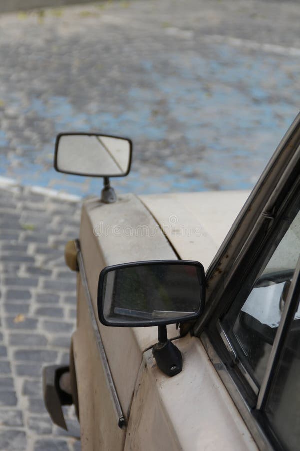 Two Car Side Mirrors, Old Car, Retro Auto, Car Parked in the Street Stock  Image - Image of street, mirrors: 201803349