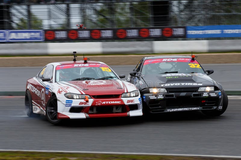 Two cars clash in drifting at Russian Drift Series 2018