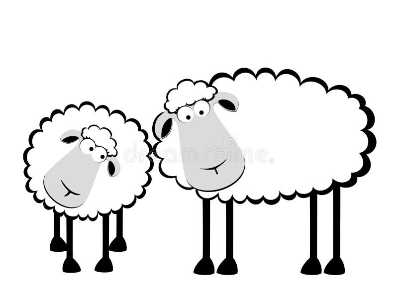 Two cartoon smiling sheep