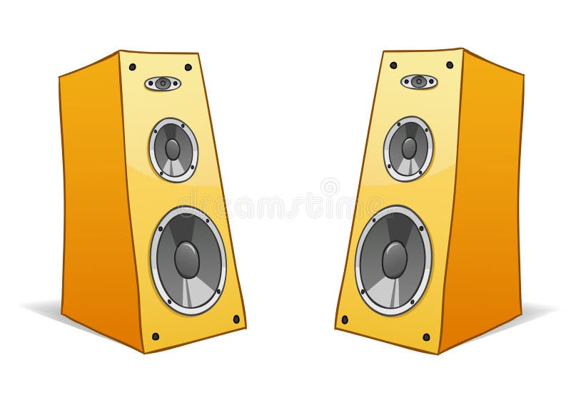 Two Cartoon Speakers on Wide Background Stock Vector - Illustration of  object, music: 164779977