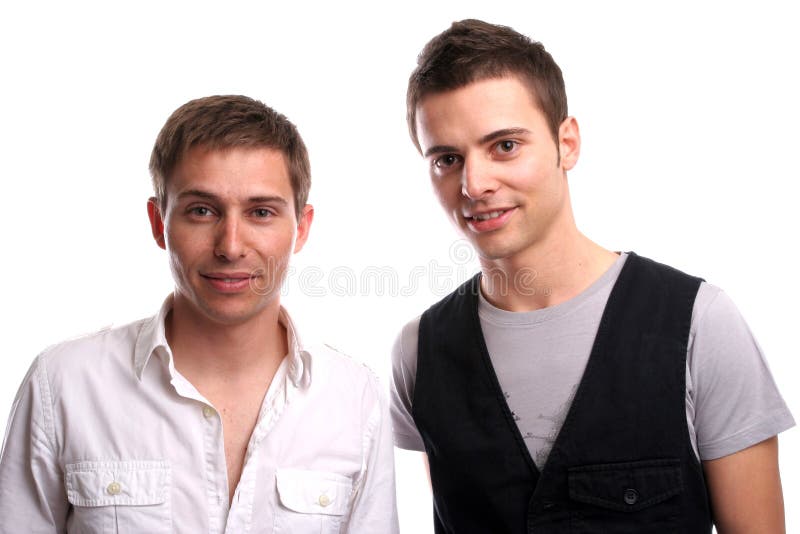 Two casual friends, posing stock photos