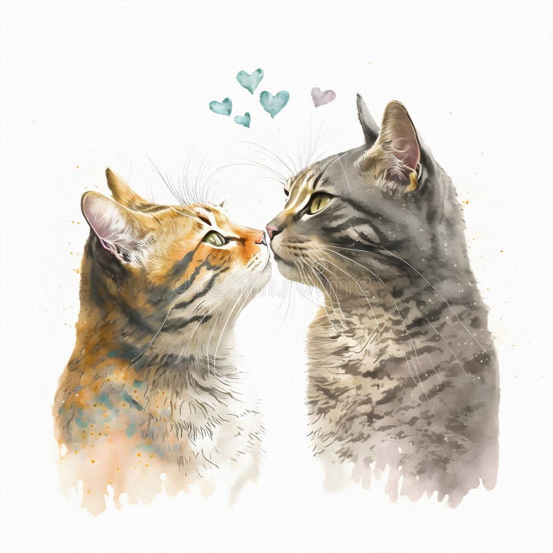 The Cats are Kissing. Icon for the Day of Lovers Stock