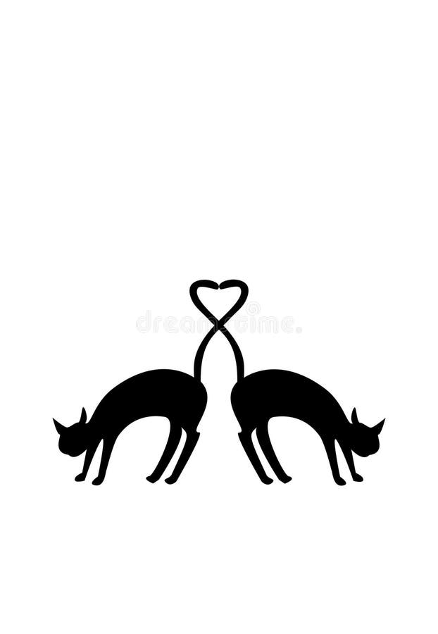 Two cats sitting on fence with tails in shape of heart PNG, SVG