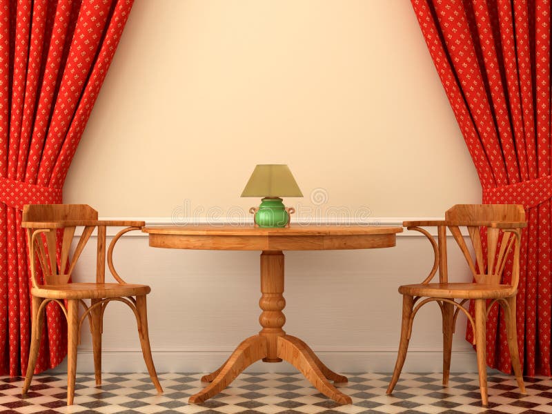 Two Chairs and a Coffee Table Stock Illustration - Illustration of