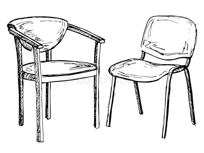 Two Chairs Isolated on White Background. Vector Illustration Stock