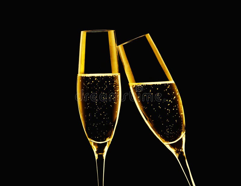 Two Champagne Glasses on Black Background Stock Photo Image of holiday, success 47705556