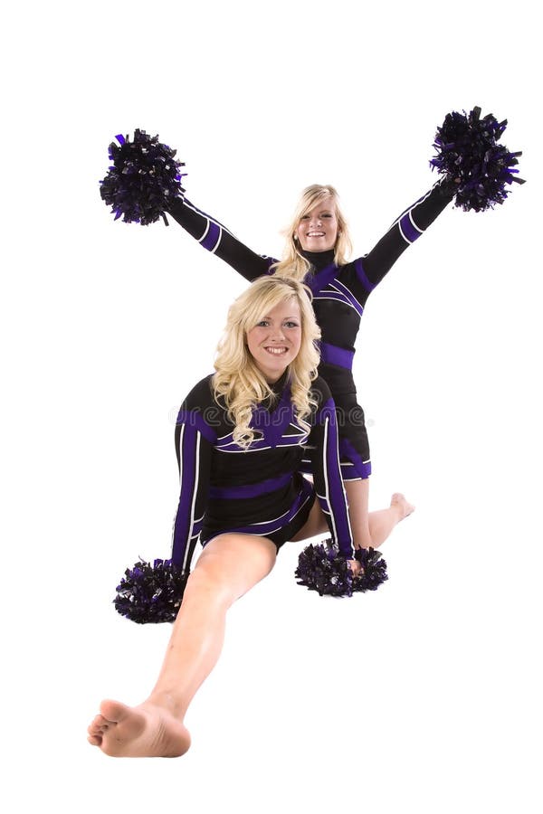 Two Cheerleaders One Doing Splits Stock Photo Image of energy, pose
