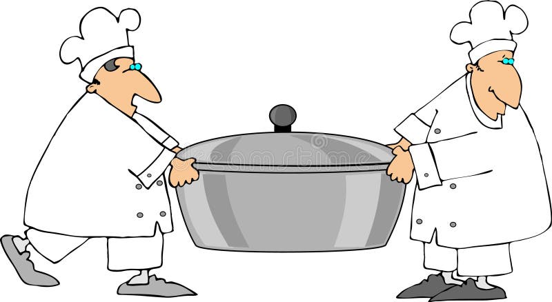 Two Chefs Carrying A Large Pot