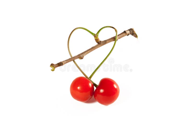 Two cherries into a heart love