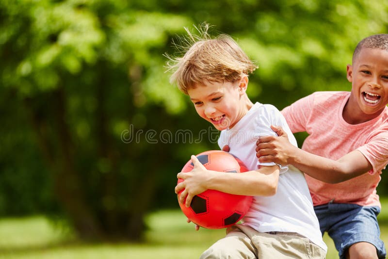 Two children having fun in summer