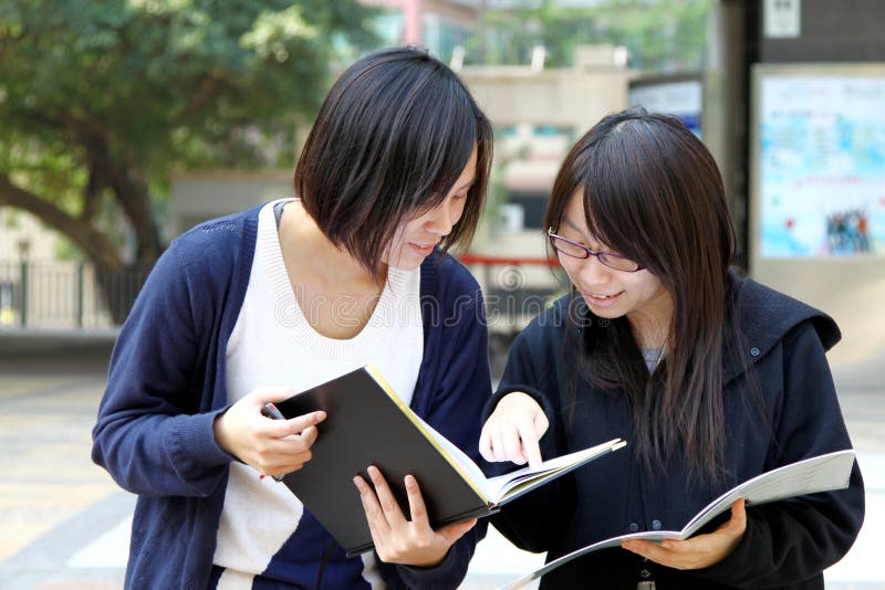 Two Chinese university students on campus