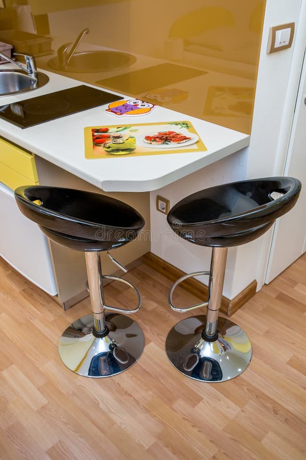 Two chrome bar stools stock photo. Image of parquet 116262024