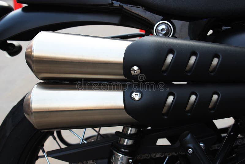 Chrome Exhaust Pipes of the Big Bike Stock Image Image of engine